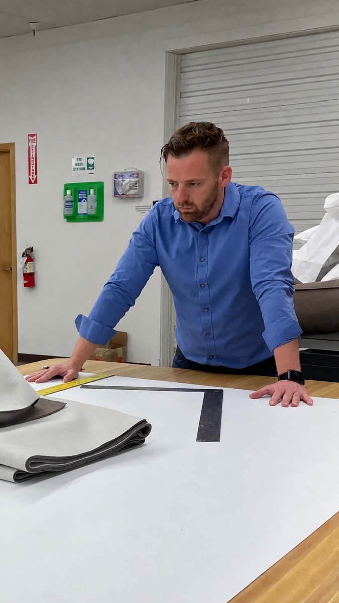 Trevor Crotts working through a pattern on the production floor